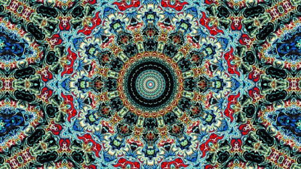 Wallpaper Abstract, Kaleidoscope, Red, Desktop, Abstraction, Blue, Circle, Fractal