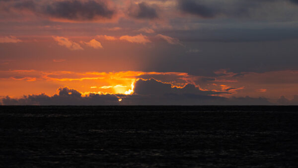 Wallpaper Ocean, Sunset, Horizon, Water, Nature, Sky, Desktop, Clouds, Blue, Black, Mobile