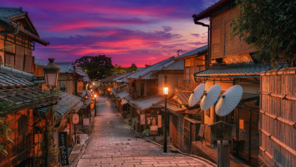Wallpaper Travel, Street, Kyoto, Desktop, During, House, Evening, Time
