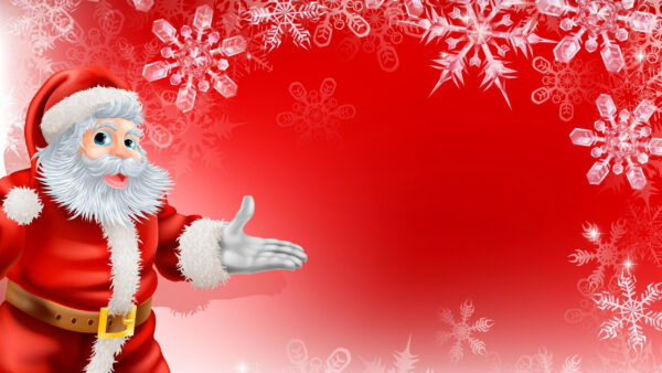 Wallpaper With, Red, Snowflakes, Claus, Santa, Background