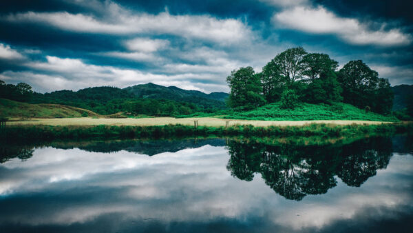 Wallpaper Mountains, Sky, Landscape, Green, Nature, Blue, View, Trees, Covered, Mobile, Under, Desktop, Cloudy