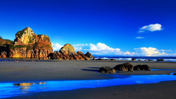 Wallpaper Nature, View, And, Under, Blue, Rock, Beautiful, Sea, Mountains, Nice, Sky