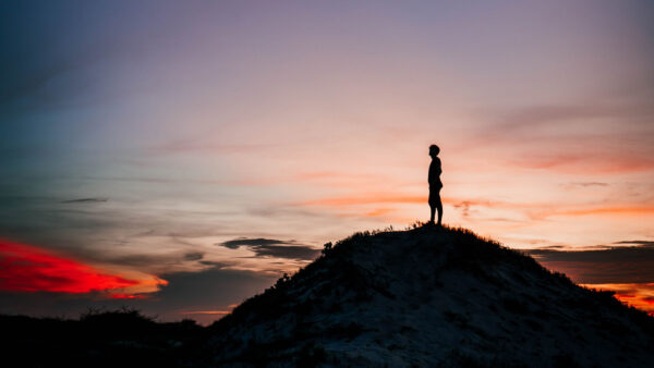 Wallpaper Background, Rock, Alone, Man, Sand, Silhouette, Standing