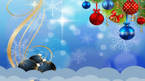 Wallpaper Artistic, Ribbon, Red, Desktop, Blue, Colors, Snowflake, Christmas, Ornaments