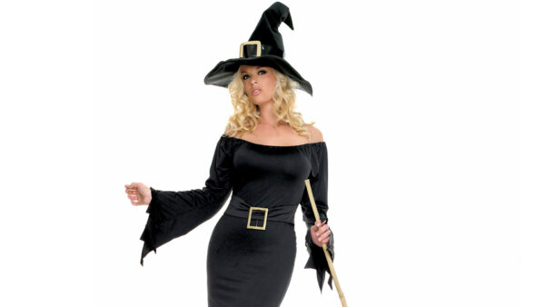 Wallpaper Background, And, Desktop, Wearing, Costume, Black, Witch, Cap, Halloween, White, Dress
