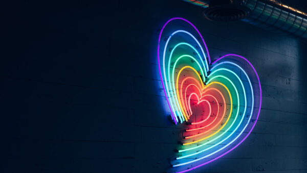 Wallpaper Colorful, Black, Heart, Lighting, Love, Background, Shape