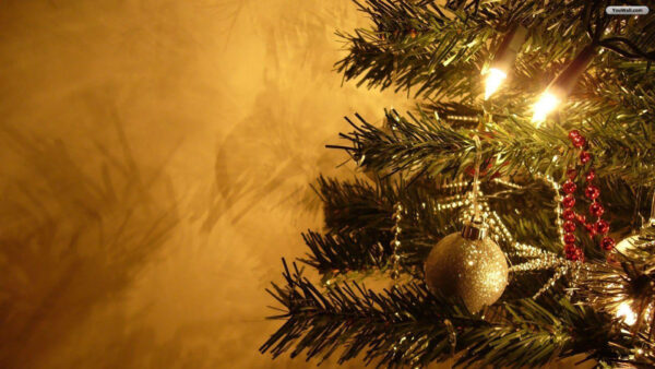 Wallpaper And, With, Decorated, Yellow, Desktop, Ornaments, Christmas, Tree, Lights