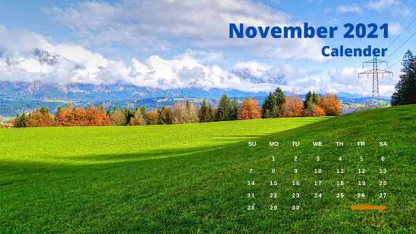 Wallpaper November, Colorful, Field, Background, Autumn, Calendar, Trees, Green, Grass