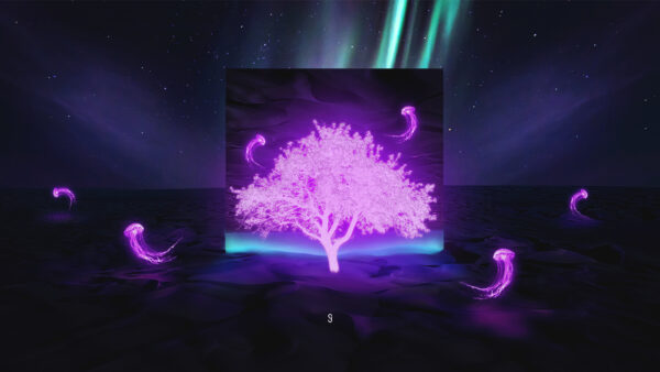 Wallpaper Jellyfishes, Tree, Neon