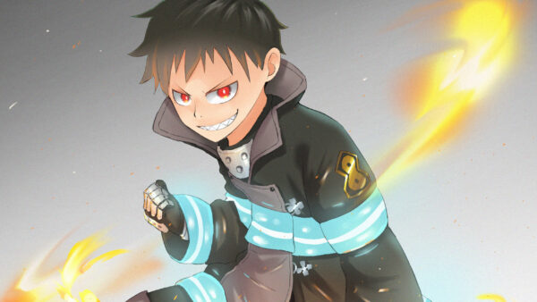 Wallpaper Fire, With, Background, Anime, Gray, Force, Desktop, Shinra, Kusakabe