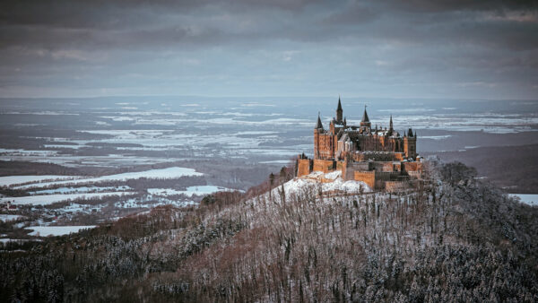 Wallpaper Landscape, View, Background, Sky, With, And, Hohenzollern, Castle, Cloudy, Nature