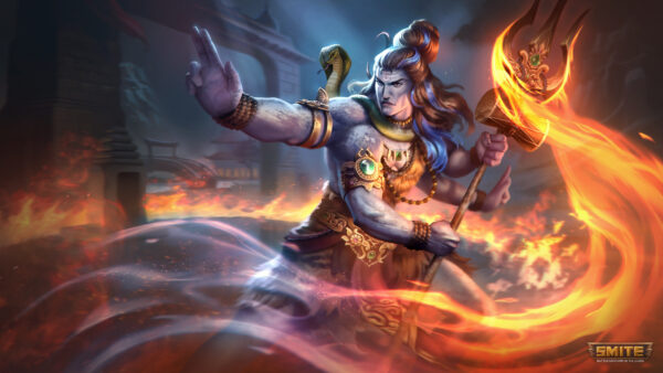 Wallpaper Smite, Shiva, Fire, Background