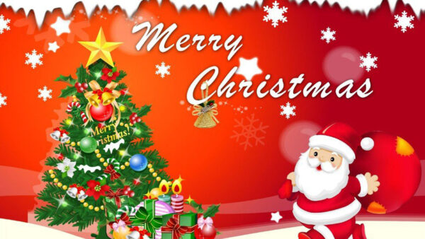 Wallpaper Greeting, Santa, Tree, Merry, Decorations, Claus, Card, Christmas