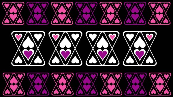 Wallpaper Heart, Purple, White, Pink, Abstract, Shape, Desktop