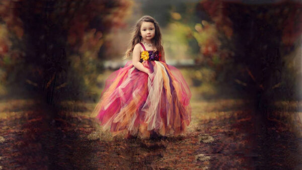 Wallpaper Colorful, Desktop, Cute, Girl, Little, Background, Dress, Blur, Bokeh, Wearing