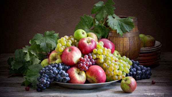 Wallpaper Fruit, Grapes, Apple