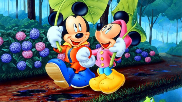 Wallpaper Green, Minnie, Mickey, Leaves, Cartoon, Mouse, Under