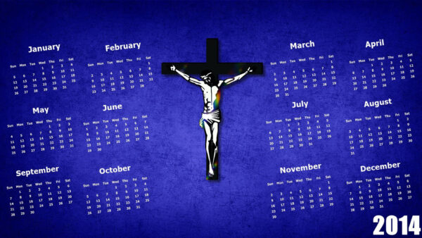 Wallpaper And, Calendar, With, Jesus, Background, Desktop, Blue, Cross