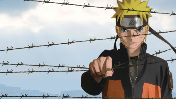 Wallpaper Hair, Uzumaki, Naruto, Near, Link, Standing, Fence, Sky, Chain, Yellow, Background