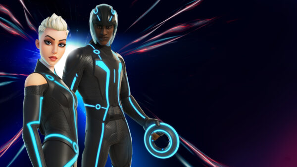 Wallpaper Warrior, Skin, Fortnite, Tron