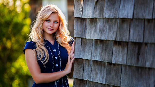 Wallpaper Model, Standing, Dress, Wearing, Eyes, Bokeh, Hair, Blue, Girl, Background, Green, Blur, White, Girls, Beautiful
