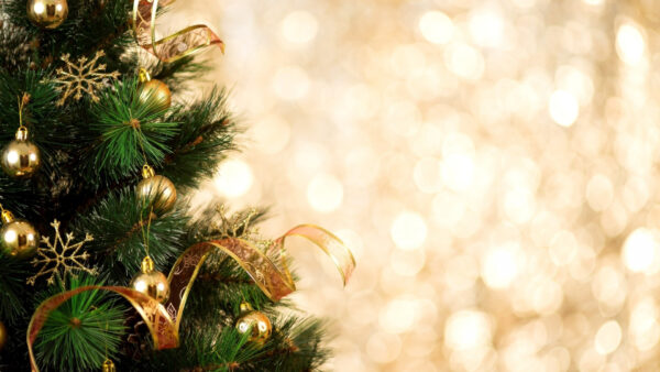 Wallpaper Christmas, Bauble, Desktop, Stars, Golden, Decoration, Snowflake, Bokeh