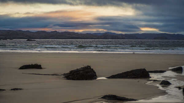 Wallpaper Beach, Blue, Ocean, Sand, Landscape, Waves, Clouds, Mobile, Mountains, Sky, Nature, Rocks, Desktop, View