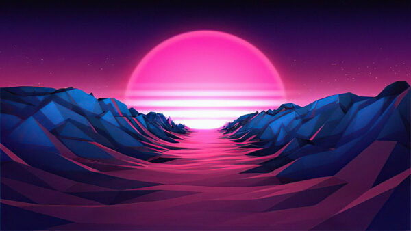 Wallpaper Desktop, Purple, Sunrise, Vaporwave