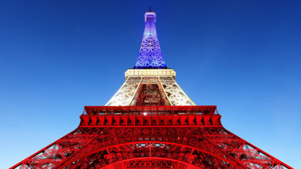 Wallpaper Red, Lights, Desktop, Travel, Background, White, With, Blue, Upward, View, And, Eiffel, Sky, Tower, Paris
