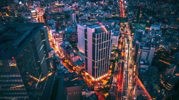 Wallpaper Nighttime, Building, Travel, Tokyo, During, City, Japan
