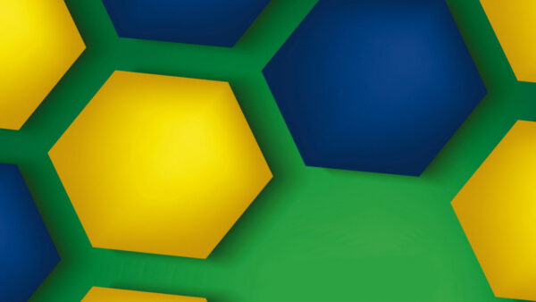 Wallpaper Background, Blue, Yellow, Green, Hexagons, Abstract