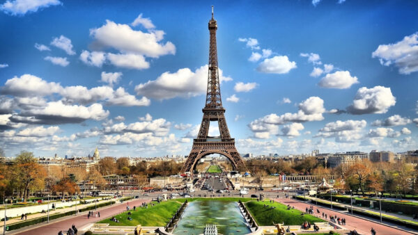 Wallpaper Patches, Tower, Sky, Blue, With, Paris, And, Background, Eiffel, Travel, Clouds, Desktop