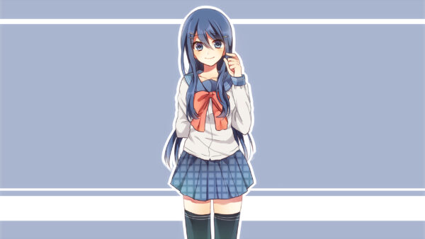 Wallpaper Background, Maizono, Uniform, Desktop, Blue, With, Sayaka, Danganronpa, Games