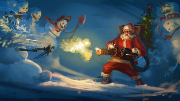 Wallpaper Machine, Snowman, And, With, Santa, Gun, Desktop