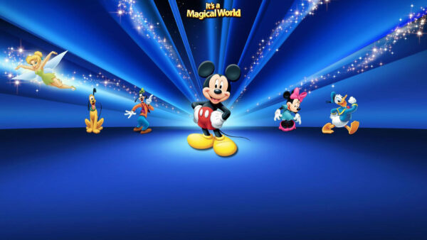 Wallpaper Cartoon, Disney, Characters, With, Blue, Background