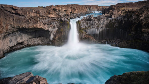 Wallpaper Pouring, Lake, Nature, Between, Waterfall, Rocks