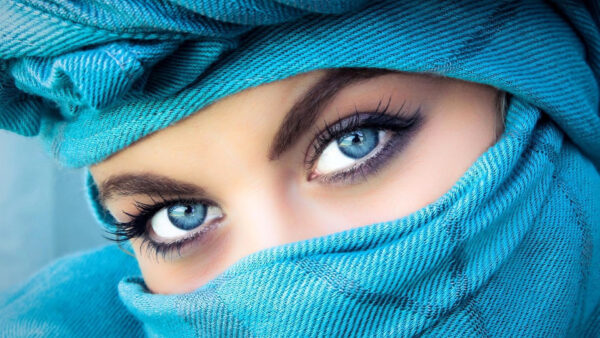 Wallpaper Girls, Cloth, Beautiful, Blue, Model, Girl, Covered, Eyes, With