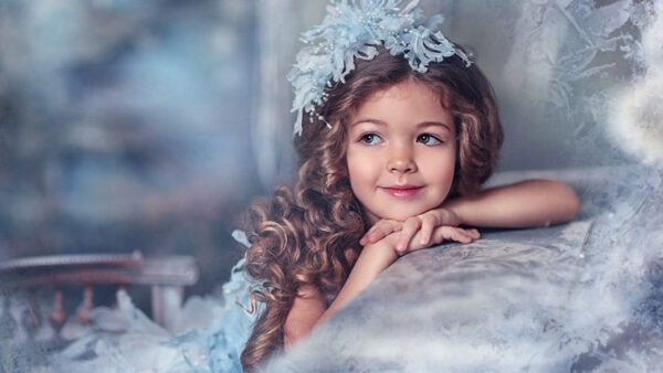 Wallpaper Wearing, Blue, Dress, Head, Little, And, Smiley, Girl, Cute, Clip