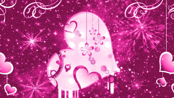 Wallpaper Glittering, Heart, Pink, Girly, Big, Background
