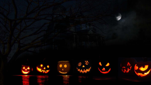 Wallpaper Lights, Face, Pumpkins, Cute, Background, Halloween, Dark