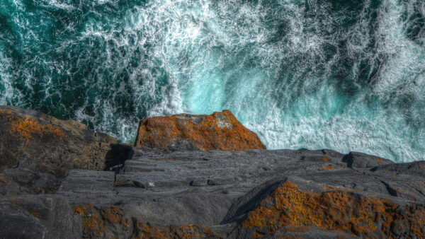 Wallpaper Aerial, Sea, Nature, View, Rock, Waves, Ocean