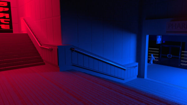 Wallpaper Desktop, Red, And, Vaporwave, Blue, Stairs