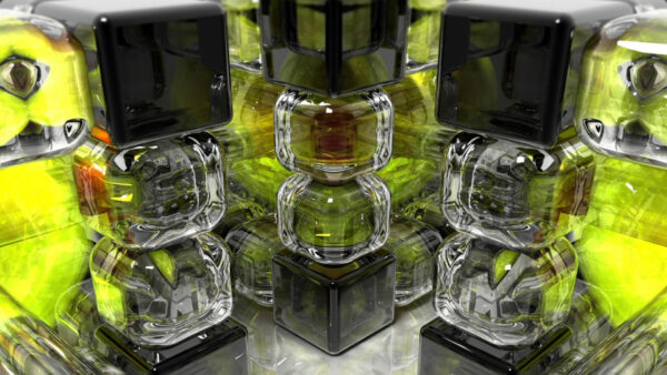 Wallpaper Reflection, Art, Design, Glass, Green, Abstract, Black