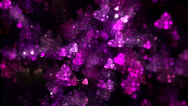 Wallpaper Hearts, Glitter, Fractal, Purple