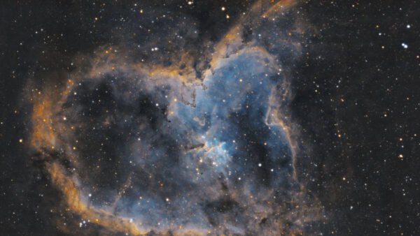 Wallpaper Starry, Black, Blue, Heart, Nebula, Sky, Glow, Dark, Background, Space