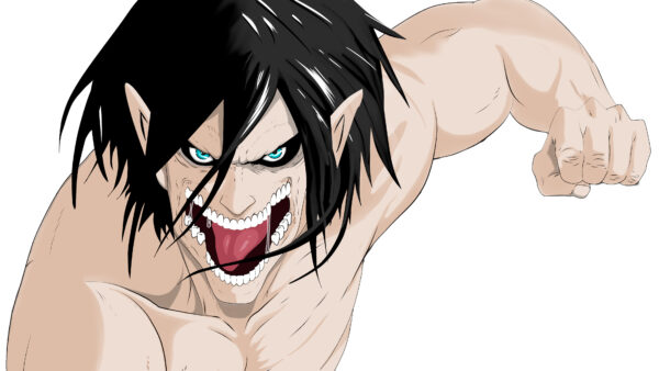 Wallpaper Eren, Black, Green, Background, Titan, Desktop, Eyes, Shirt, Anime, Without, Attack, Angry, Hair, And, White, Yeager, With