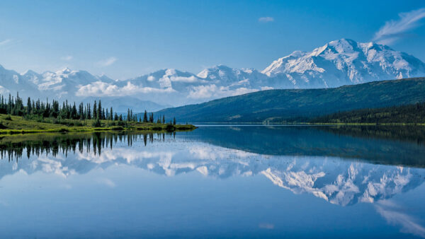 Wallpaper Lake, National, Park, Desktop, Nature, Reflection, With, Denali, Mountain, Alaska