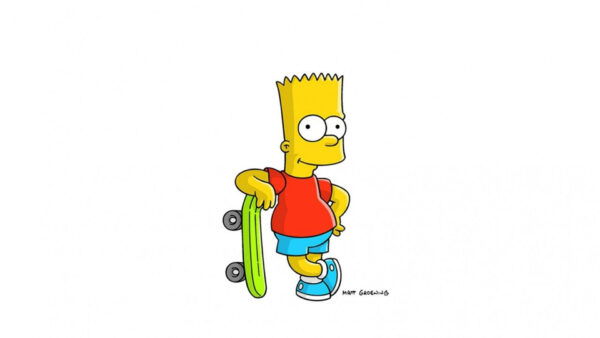 Wallpaper Tshirt, White, And, Trousers, Bart, Balancing, With, Skateboarding, Movies, Blue, Desktop, Background, Wearing, Simpson, Red