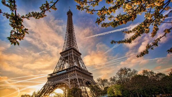 Wallpaper Paris, Background, And, Desktop, With, Eiffel, During, Time, France, Sky, Clouds, Mobile, Blue, Travel, Tower, Morning