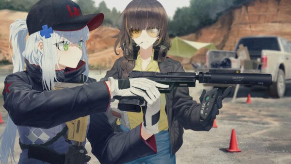 Wallpaper Frontline, Background, Desktop, Mountain, Trees, HK416, And, M16A1, Games, Girls, With